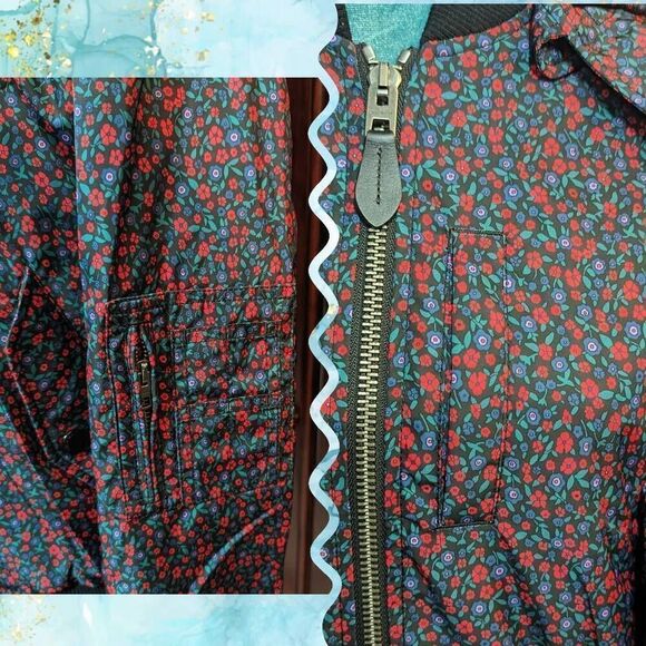 NWT Coach Floral Varsity Bomber Water Resistant Zip Jacket w/ Removable Hood XS - Picture 7 of 8